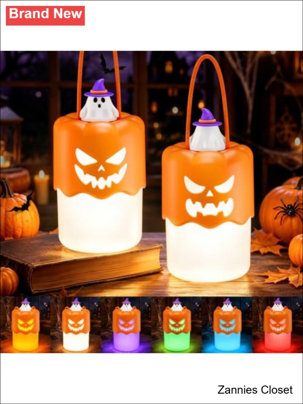 👻 2 Pack Halloween Pumpkin Lanterns Light Up Jack O Lantern LED Decor